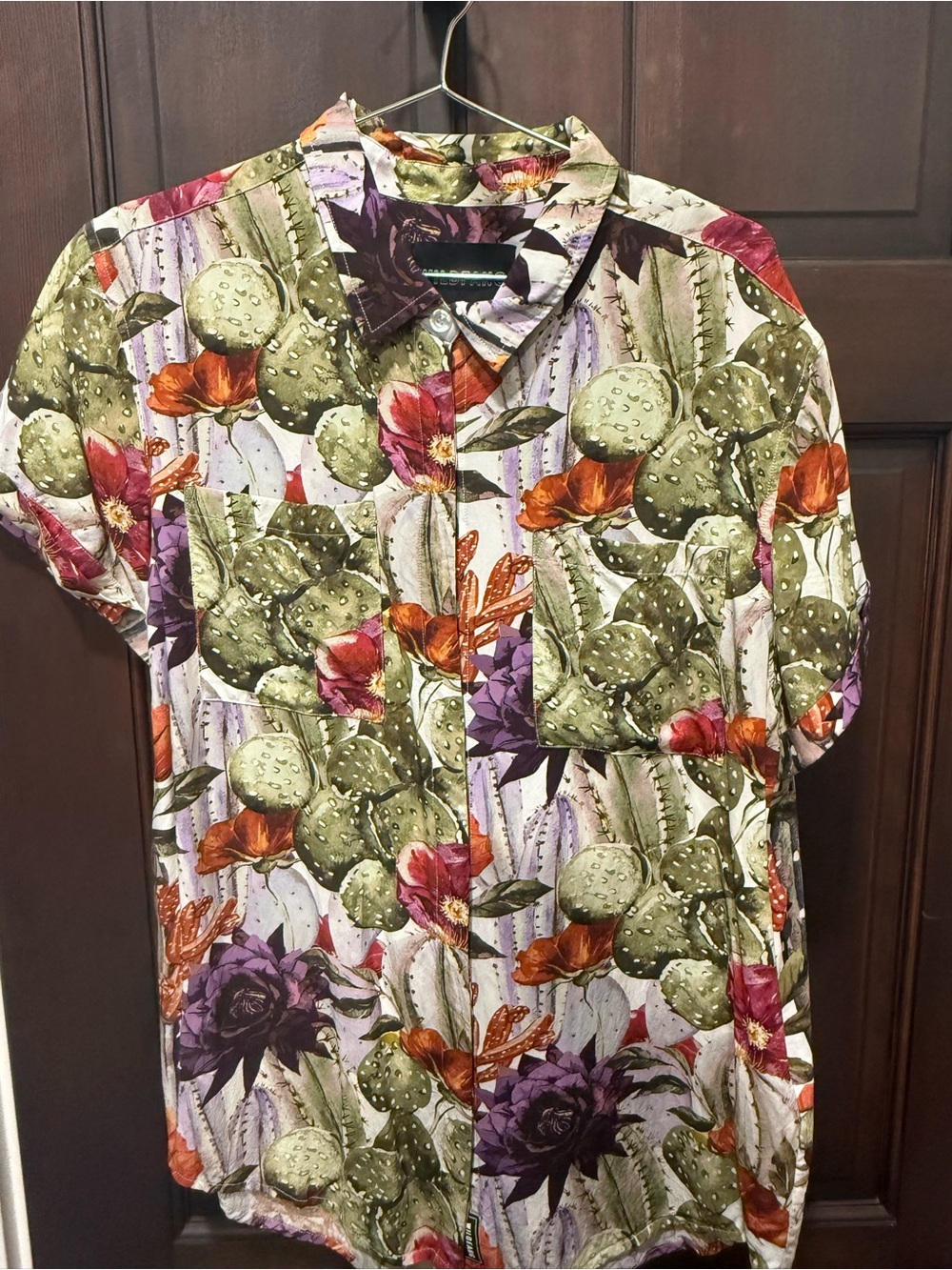 Short-Sleeve Cactus & Floral Print Shirt - Green/Multi - Picture 1 of 2